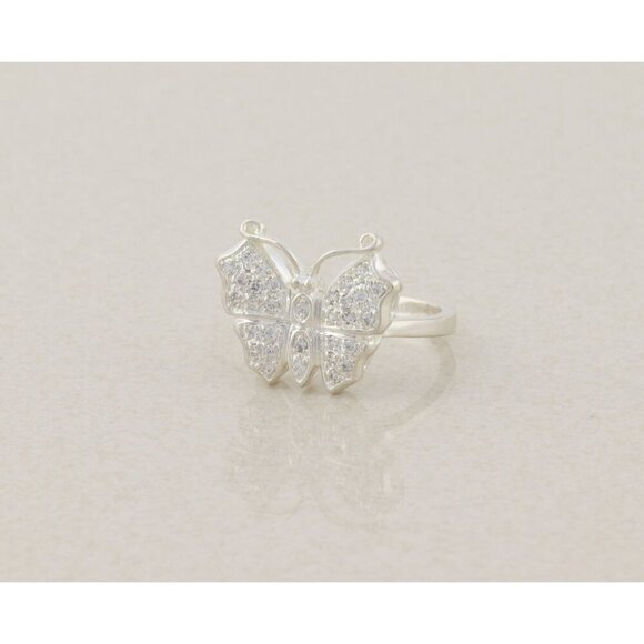 Sterling Silver Cubic Zirconia Butterfly Ring Size 7 1/4 - Picture 6 of 8